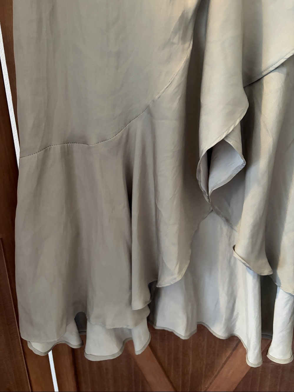 PINK MARTINI Light Muddy Green Ruffled Wrap Skirt - SIZE XS - Picture 6 of 7
